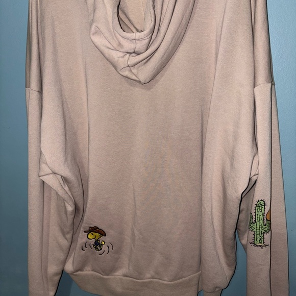 Snoopy Beige Zip-Up Hoodie with Embroidery - Picture 3 of 5